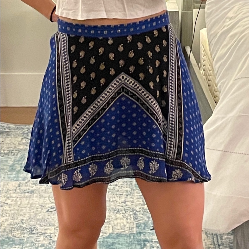 Bandana print blue & black asymmetrical skirt
